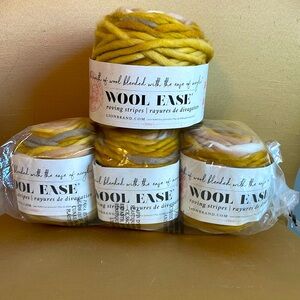 4 Skeins Lion Brand Wool Ease Roving Stripes Yarn